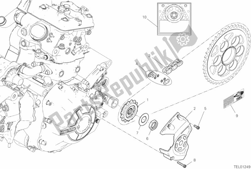 All parts for the Front Sprocket - Chain of the Ducati Diavel 1260 Thailand 2020